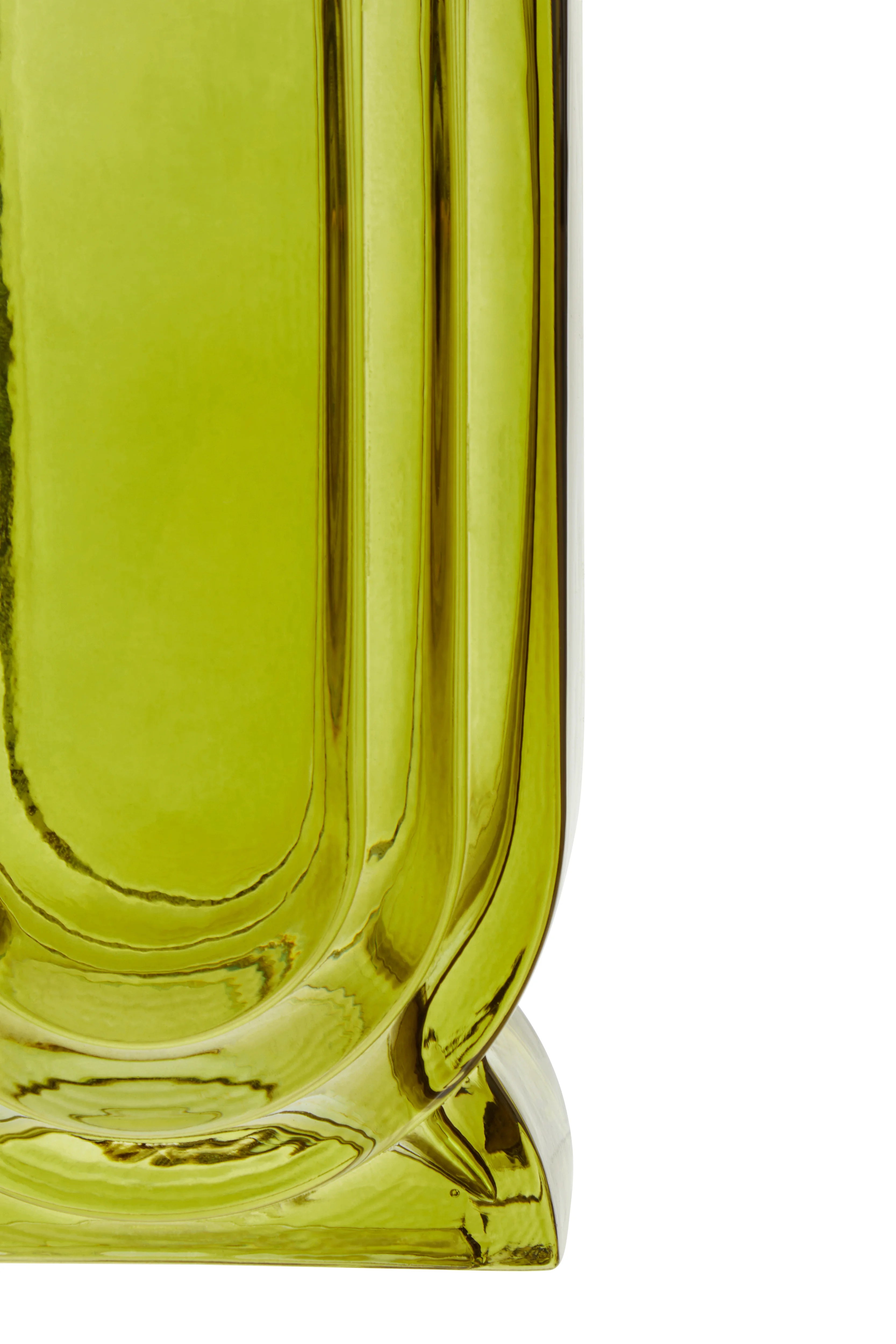 Anzio Olive Green Glass Debossed Vase | Small
